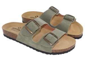 SANDALIAS BIO DOS HEBILLAS A61904 / A6190 PIEL SERRAJE MUSGO