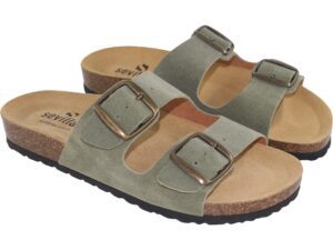 SANDALIAS BIO DOS HEBILLAS A61904 / A6190 PIEL SERRAJE MUSGO