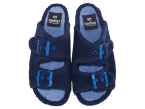 ZAPATILLA CASA DOS HEBILLAS RIZO TOALLA X27206 AGUAMAR