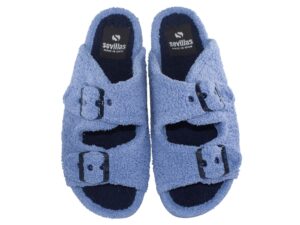 ZAPATILLA CASA DOS HEBILLAS RIZO TOALLA X27206 MARINO