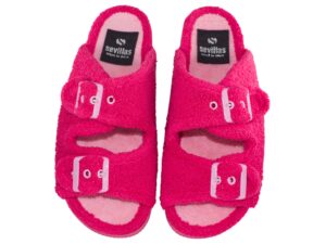 ZAPATILLA CASA DOS HEBILLAS RIZO TOALLA X27206 FUXIA